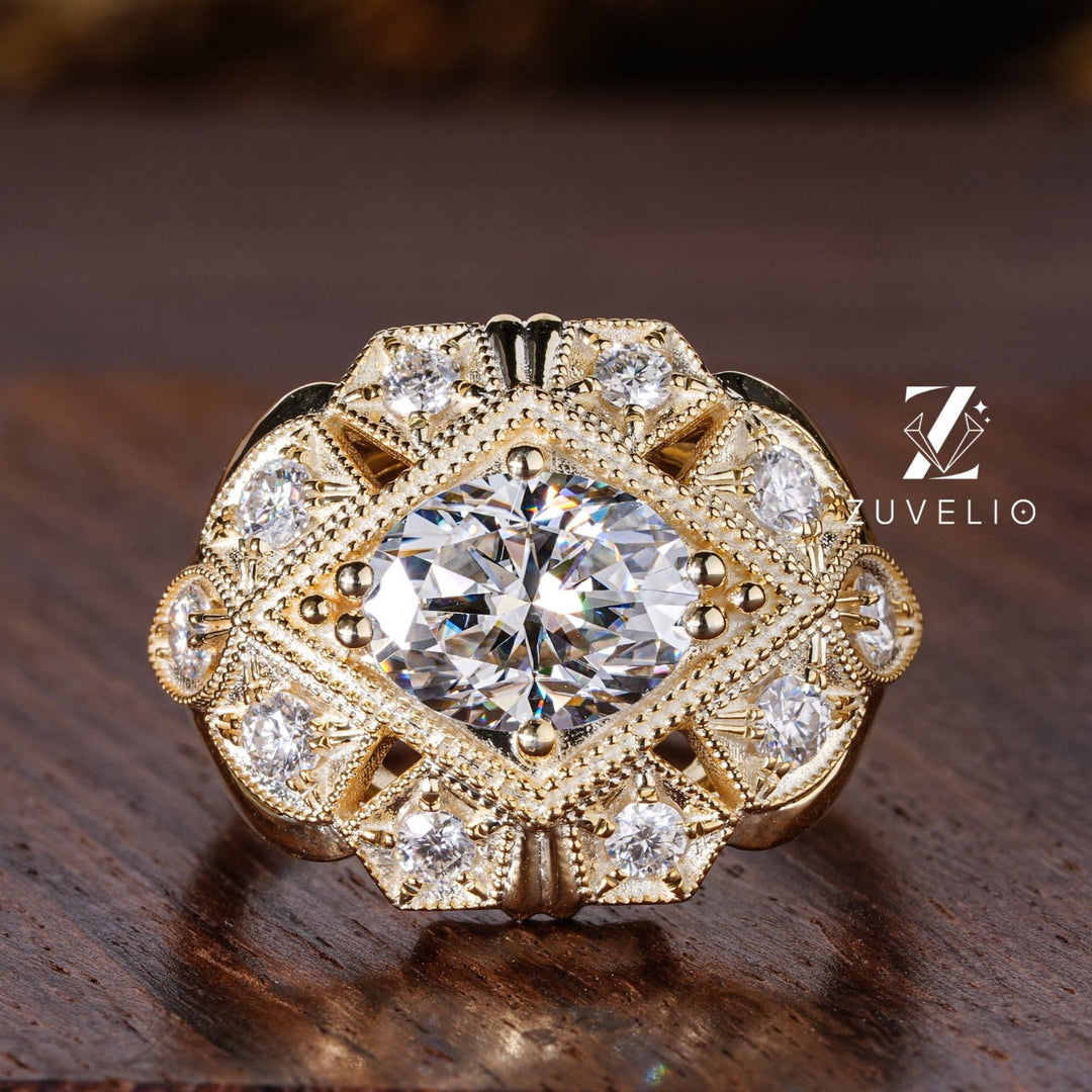 Art Deco Dome Moissanite Ring