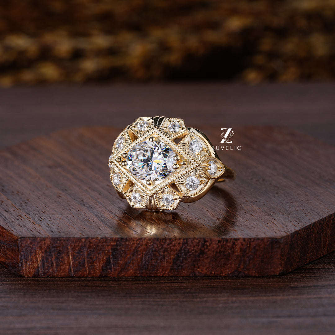 Art Deco Dome Moissanite Ring