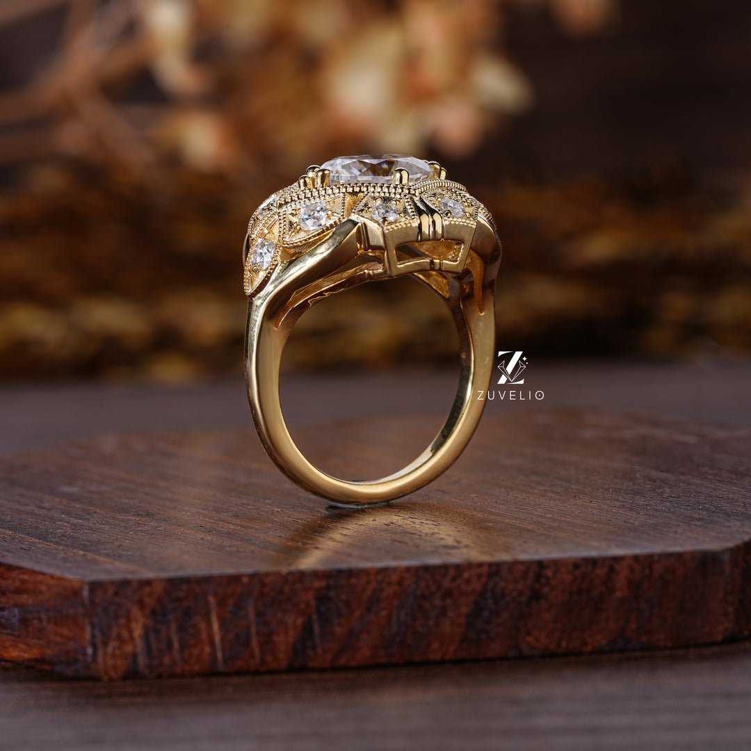 Art Deco Dome Moissanite Ring