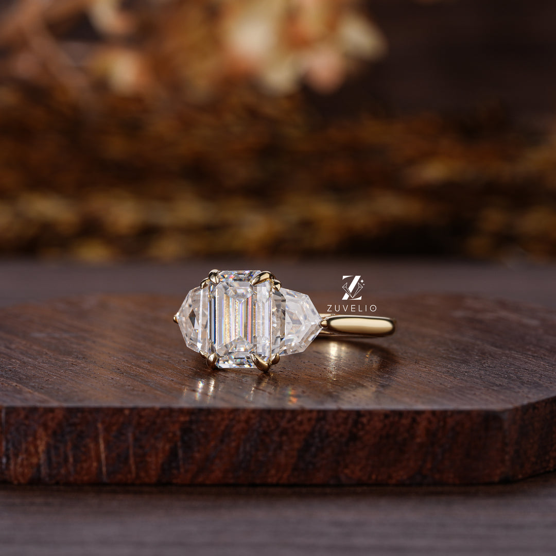 Emerald Cut Trilogy Ring