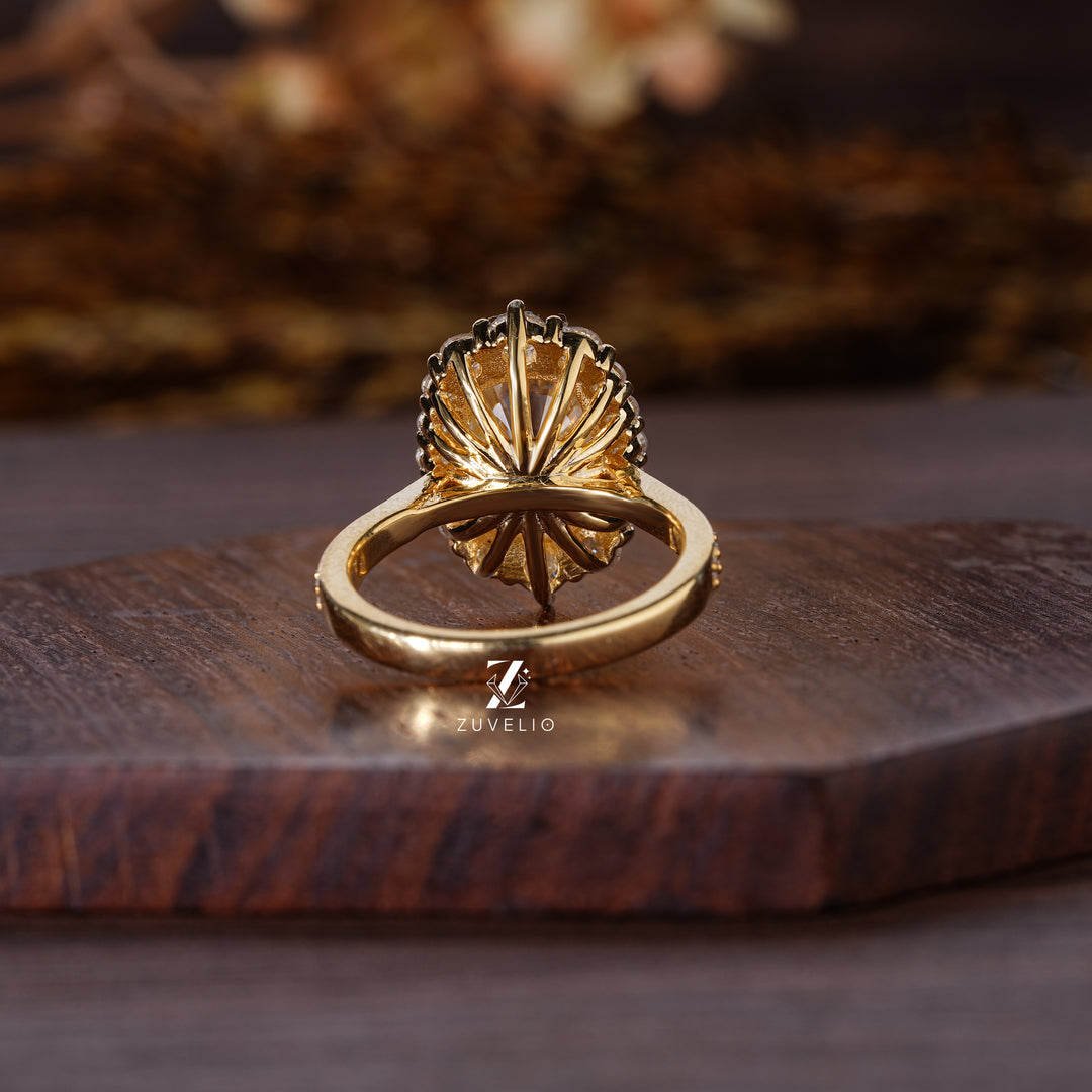 Halo Cushion Cut Moissanite Ring