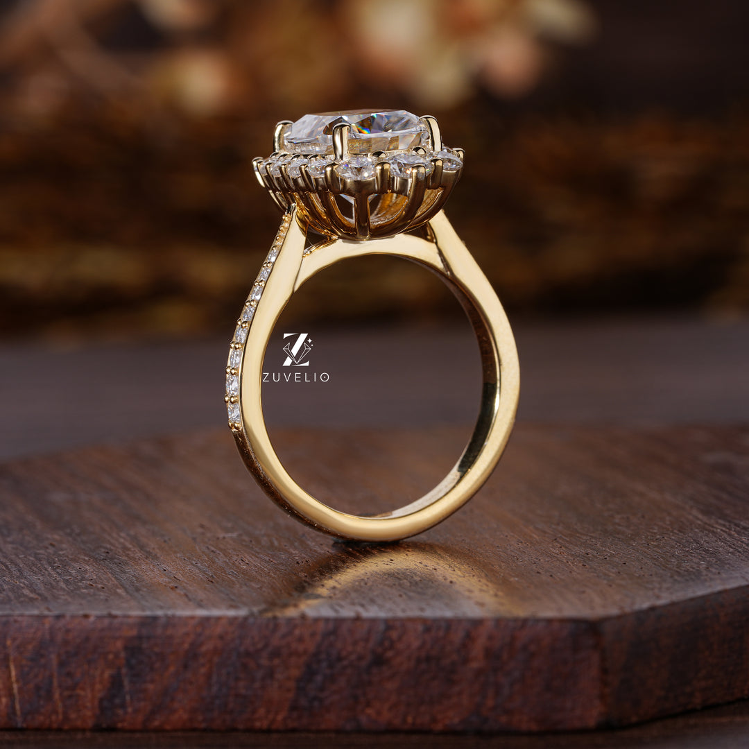 Halo Cushion Cut Moissanite Ring