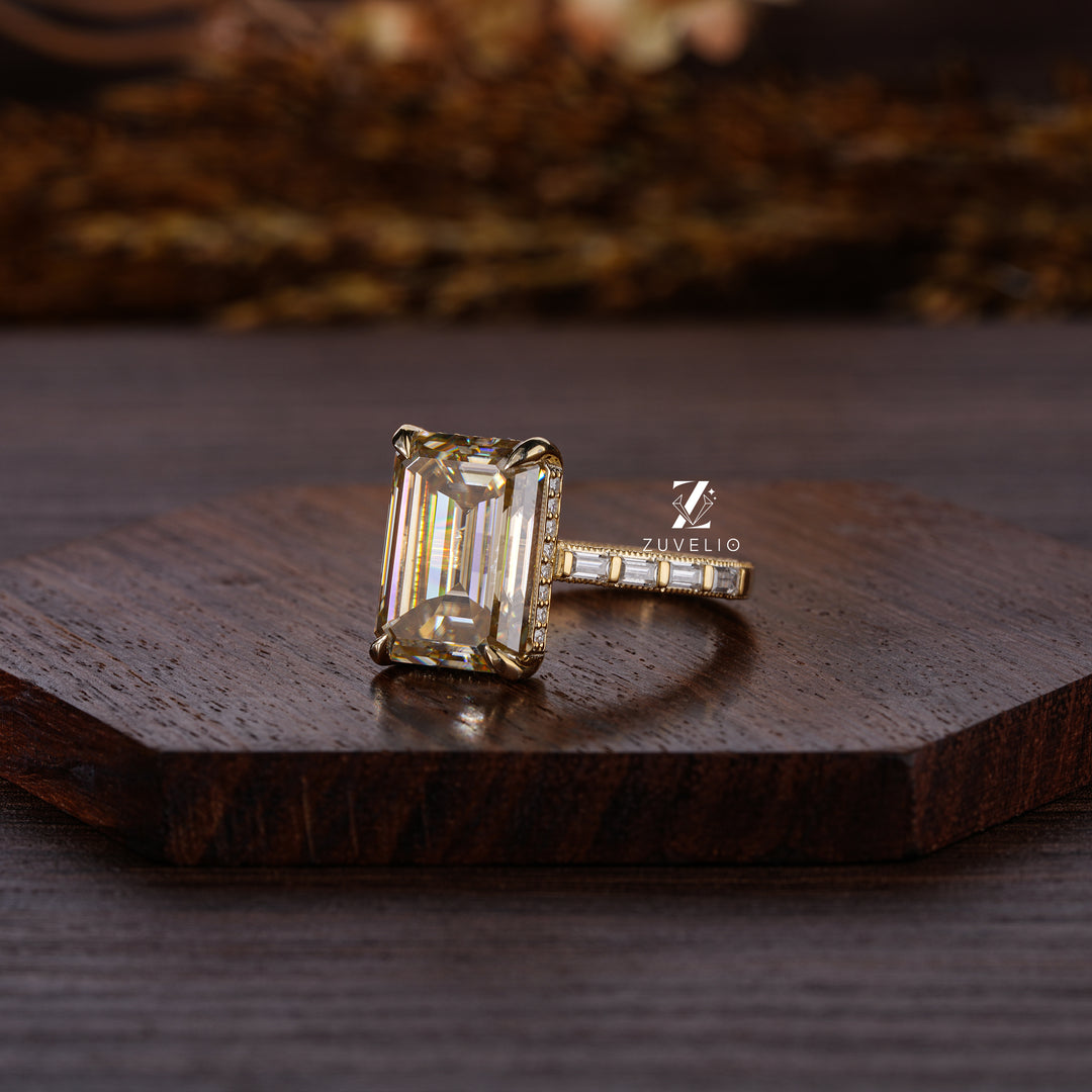 Champagne Emerald Cut Ring