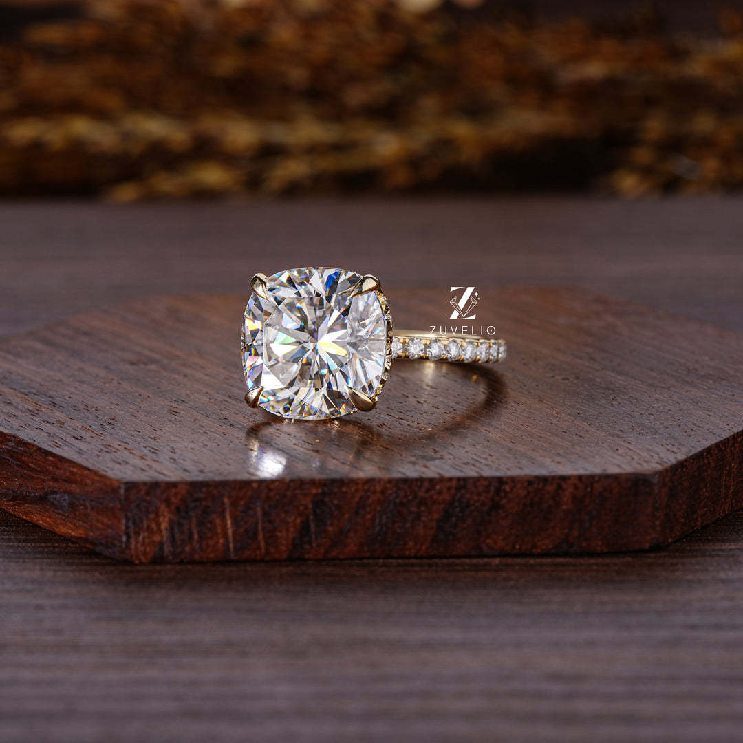 Cushion Hidden Halo Ring