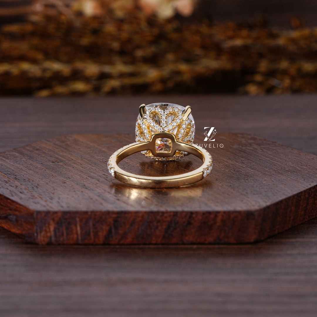 Cushion Hidden Halo Ring