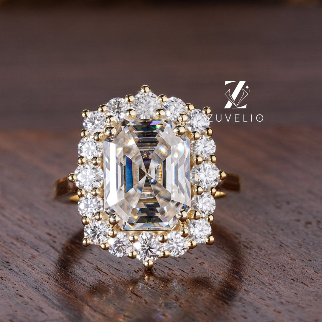 Emerald Cut Halo Style Ring