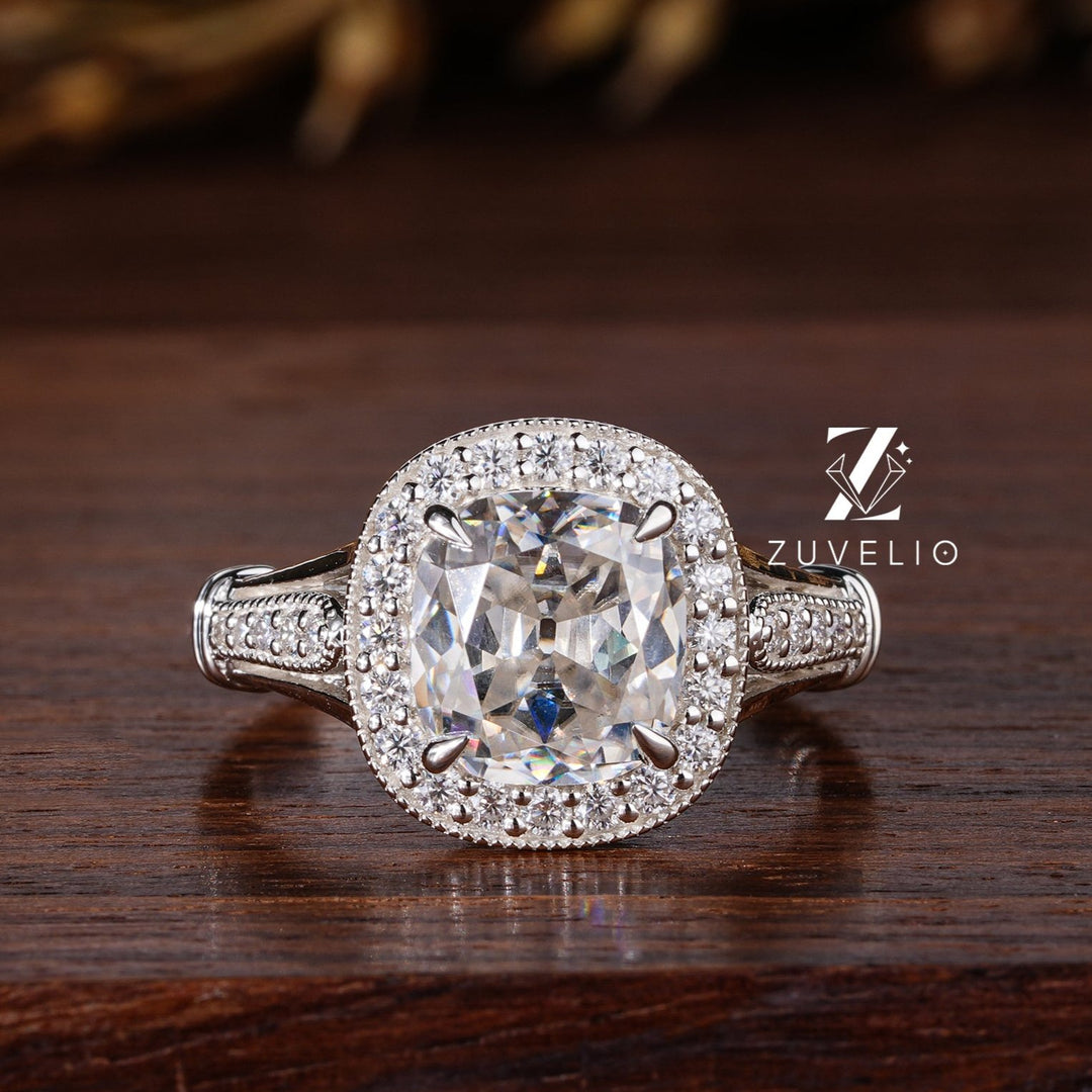 Cushion Cut Halo Ring