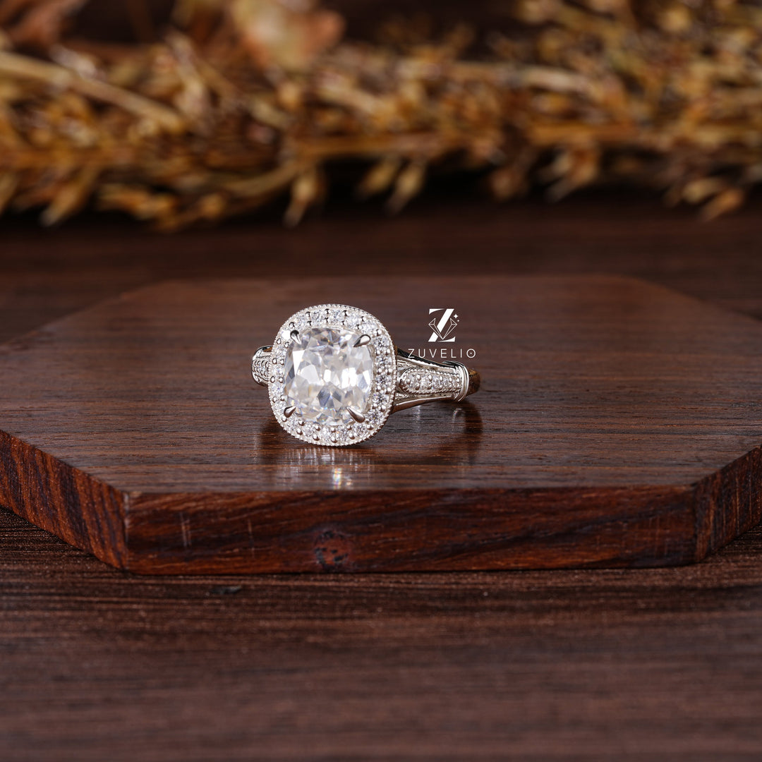 Cushion Cut Halo Ring