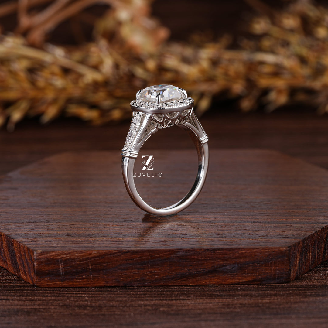 Cushion Cut Halo Ring