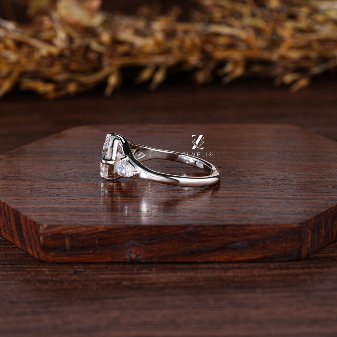 Cushion Tri-stone Wedding Ring