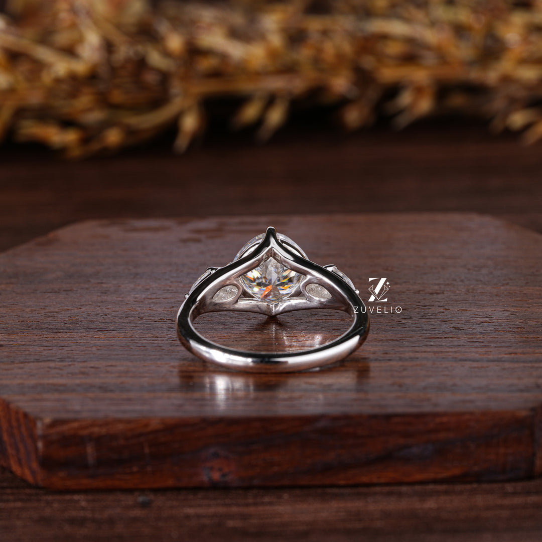 Cushion Tri-stone Wedding Ring