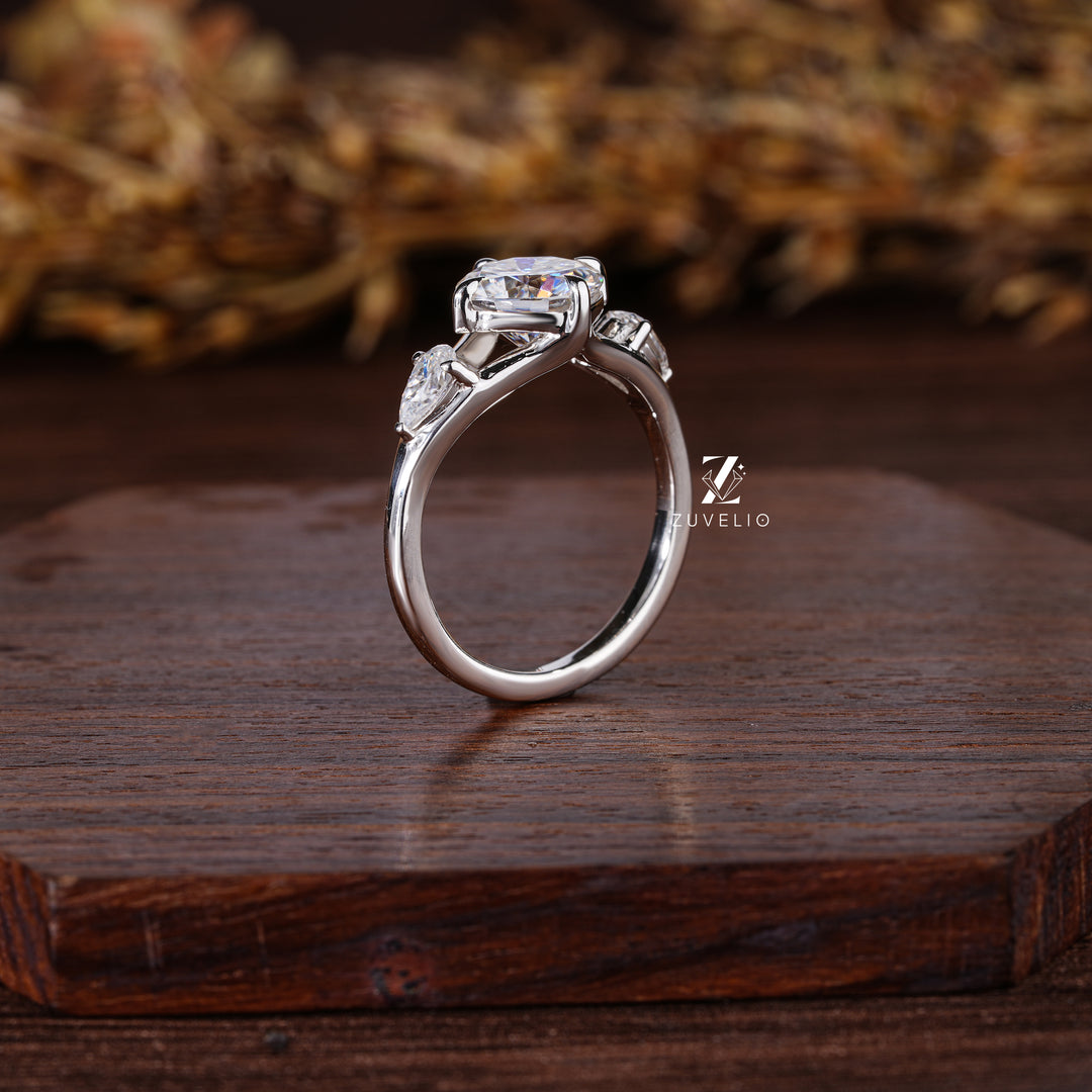 Cushion Tri-stone Wedding Ring