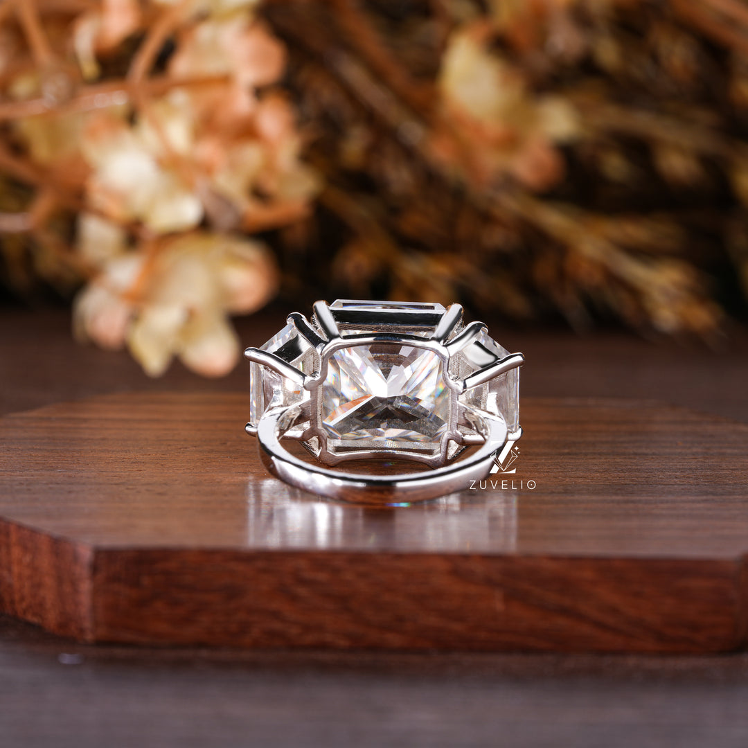 Radiant Three Stone Ring