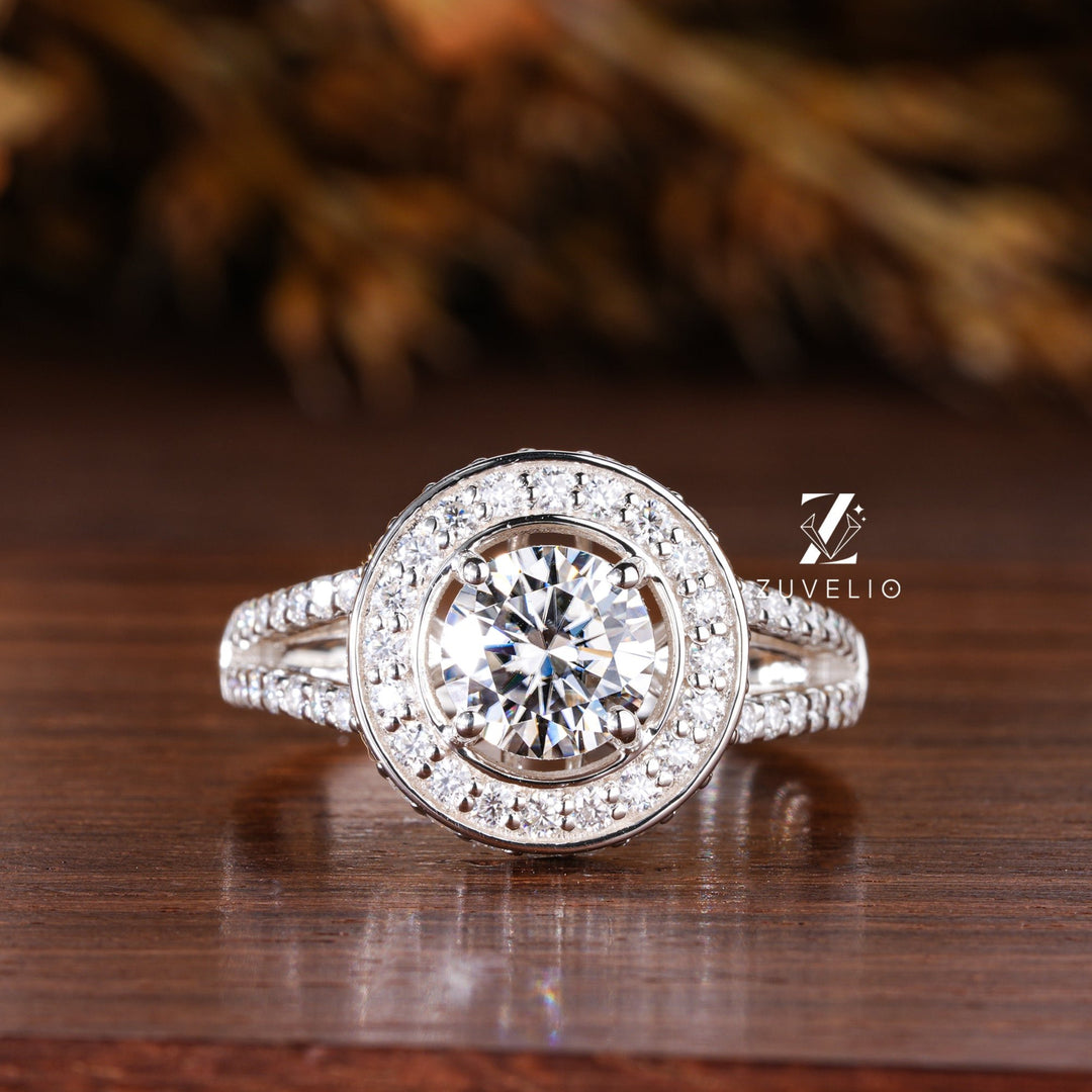 Round Moissanite Halo Ring