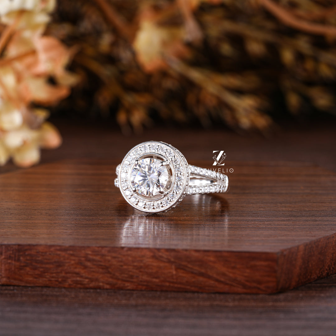 Round Moissanite Halo Ring