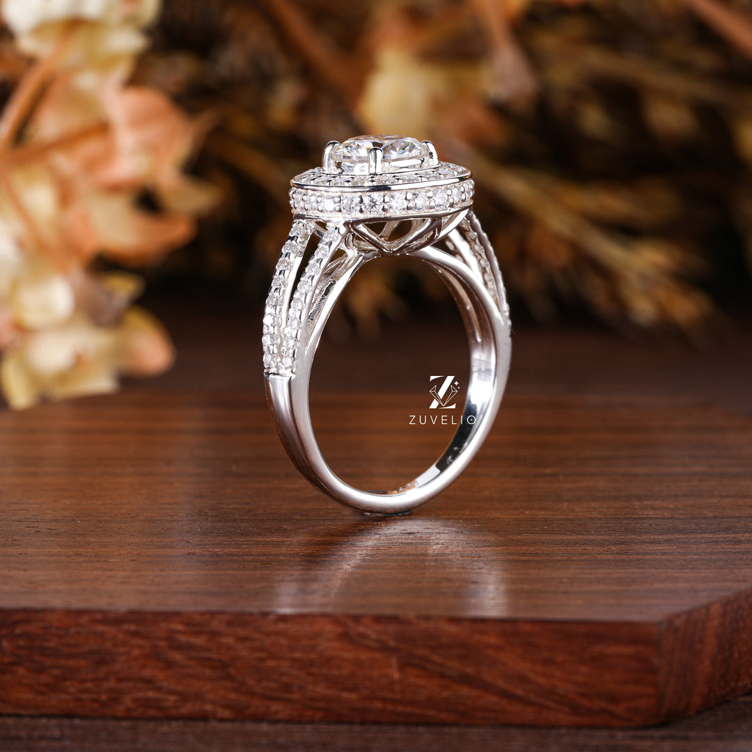 Round Moissanite Halo Ring