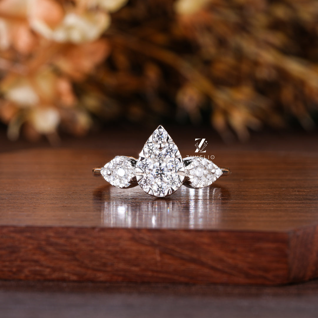 Round Pear Moissanite Ring