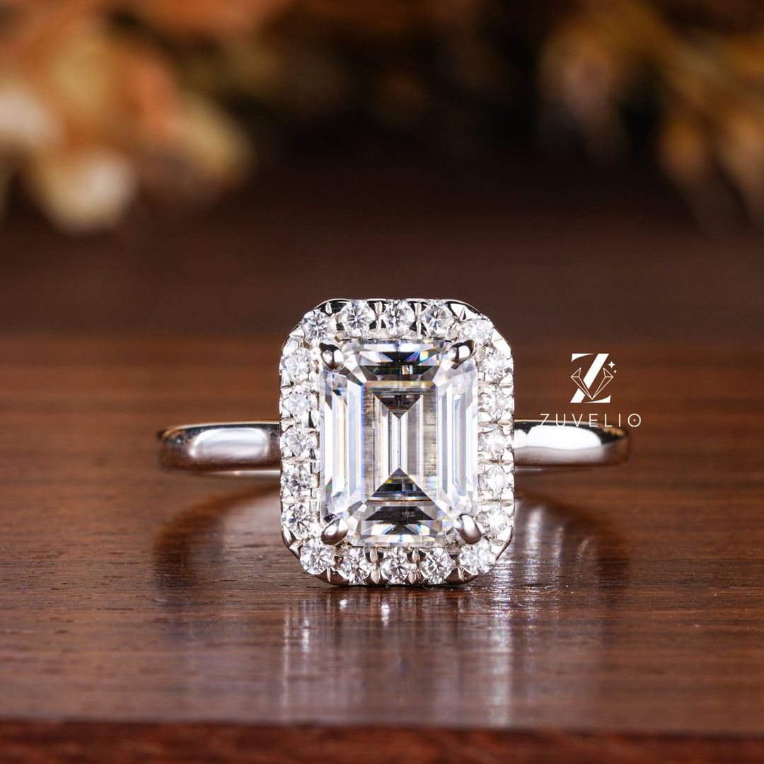 Emerald Cut Moissanite Ring