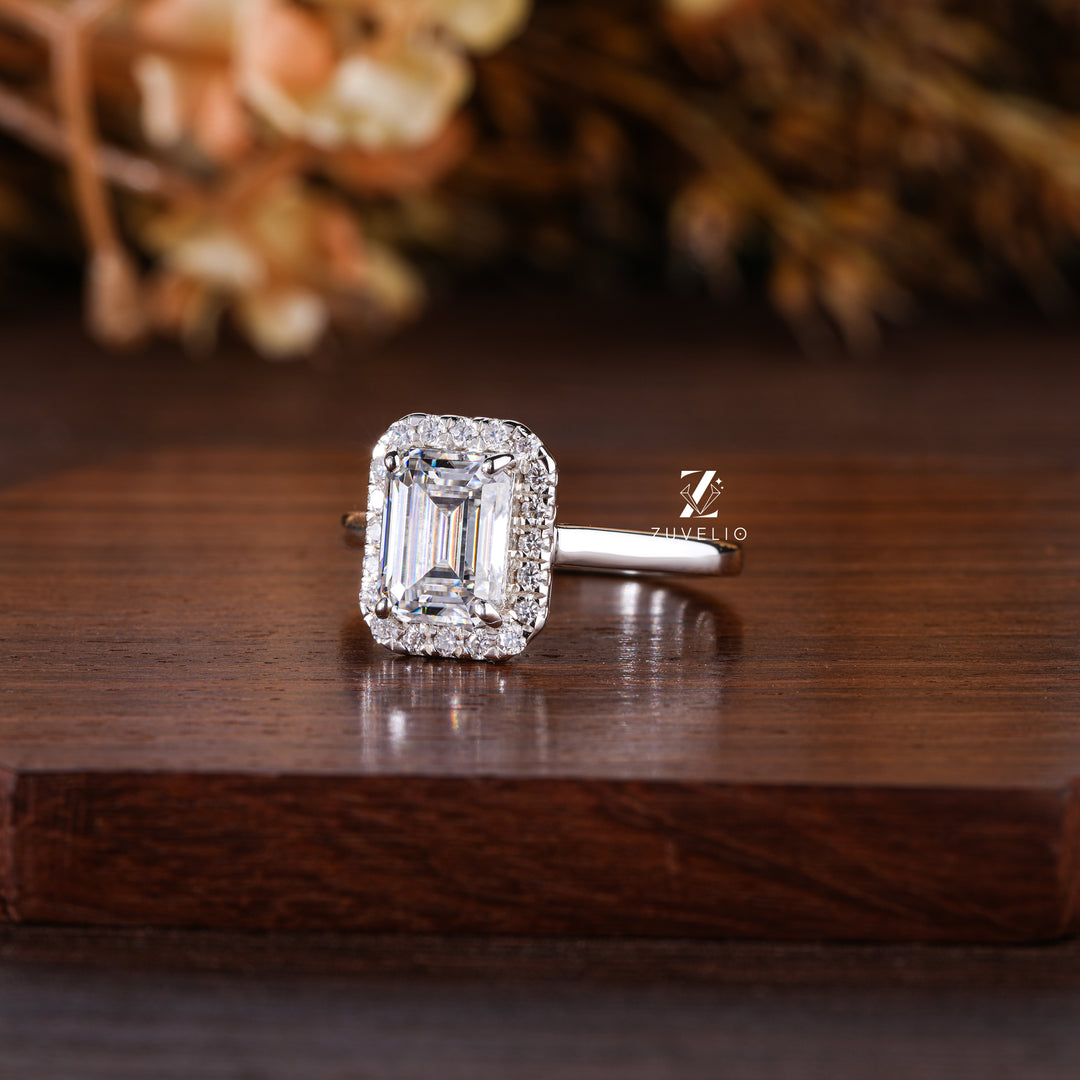 Emerald Cut Moissanite Ring