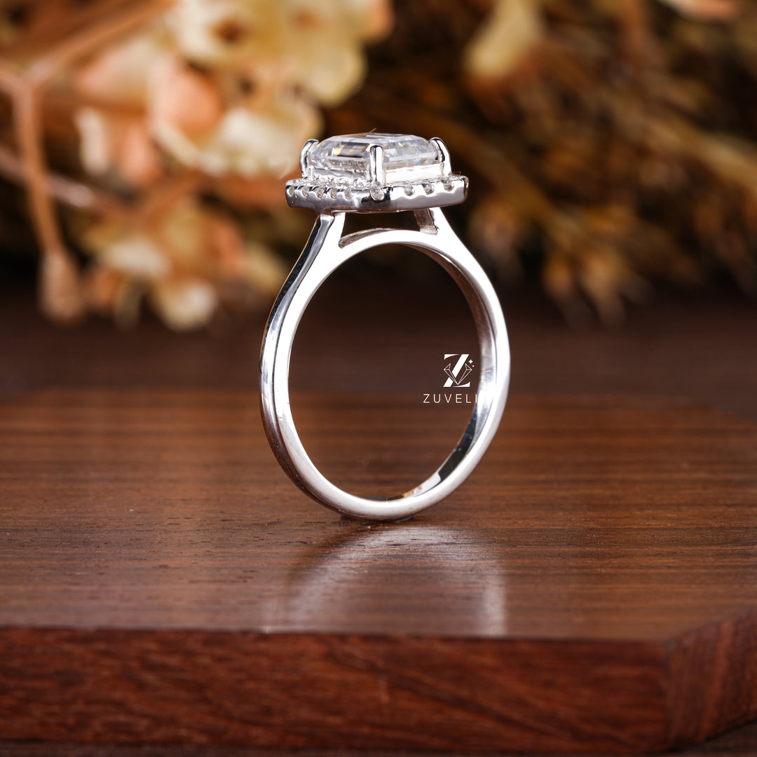 Emerald Cut Moissanite Ring