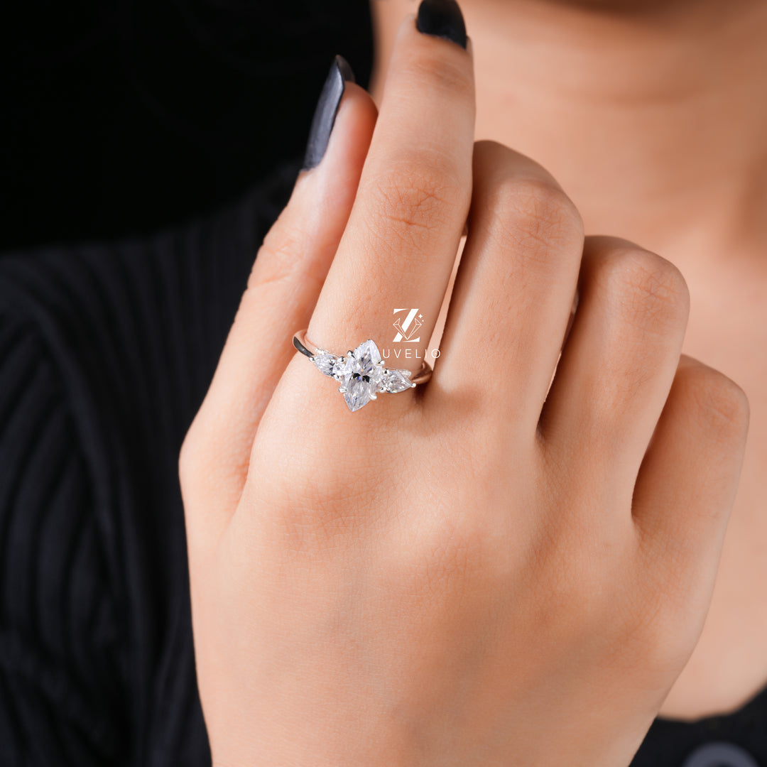 Marquise Cut Moissanite Ring