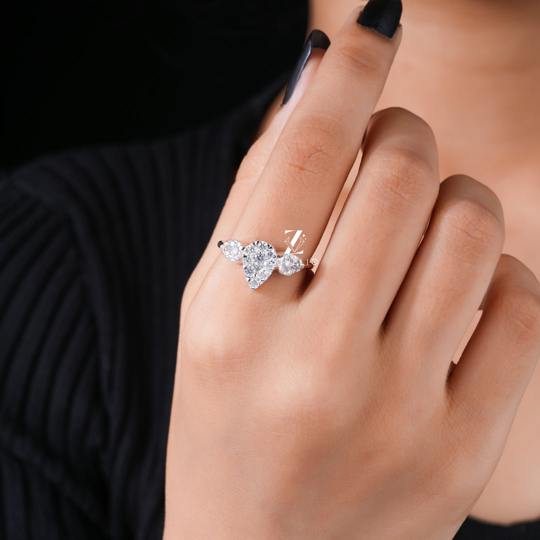 Round Pear Moissanite Ring