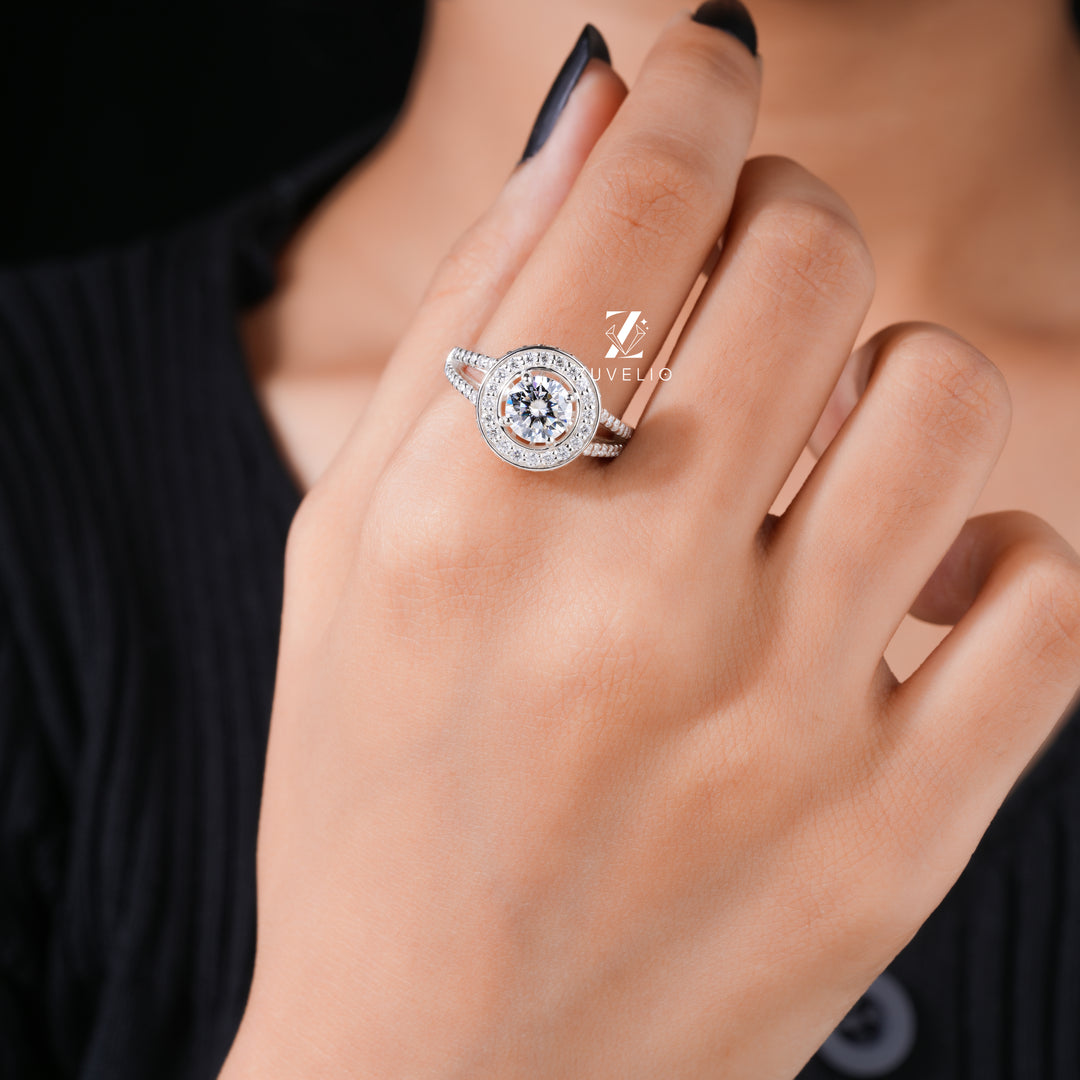 Round Moissanite Halo Ring