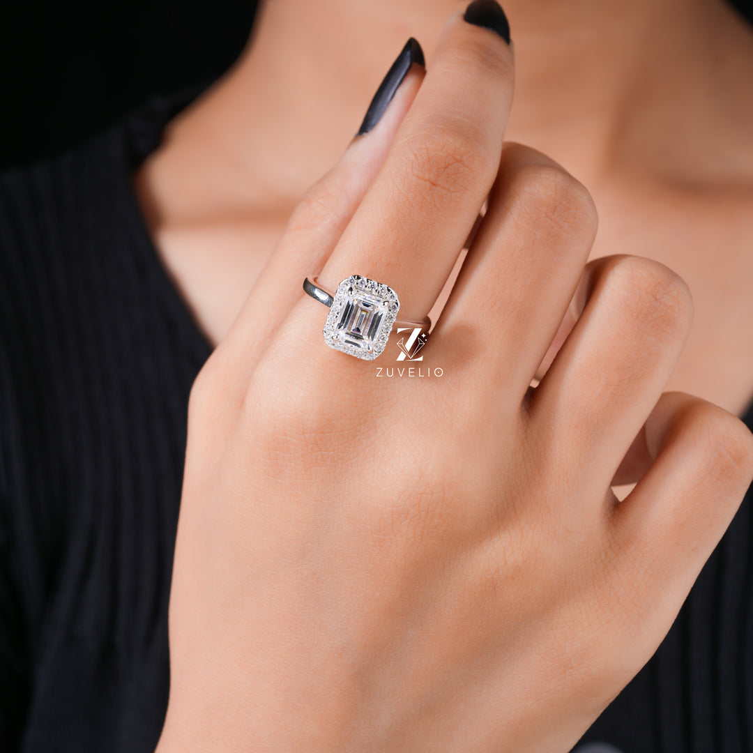 Emerald Cut Moissanite Ring