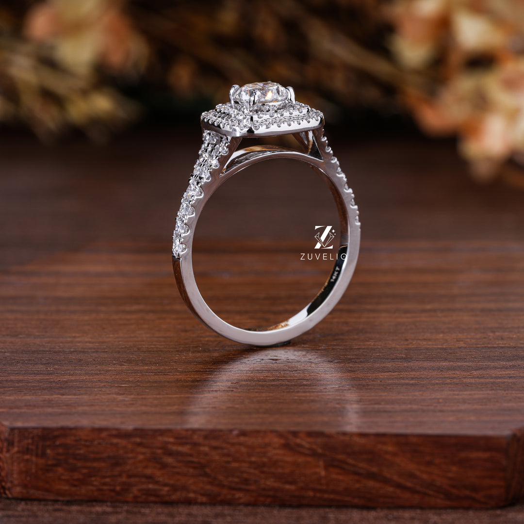 Double Halo Lab Diamond Ring