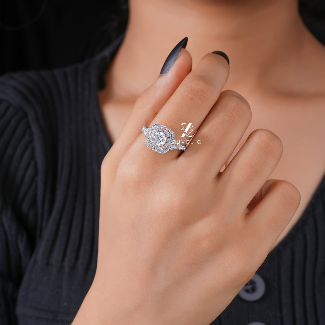 Double Halo Lab Diamond Ring