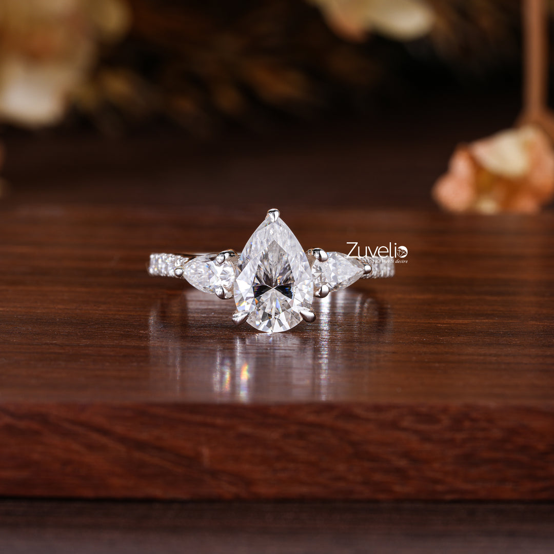 Pear Shaped Moissanite Ring