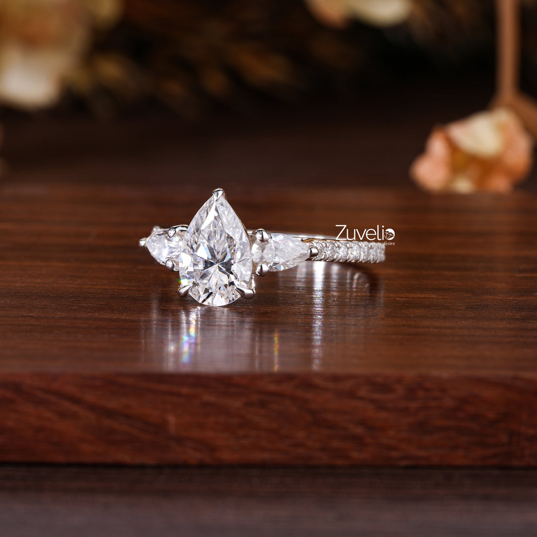 Pear Shaped Moissanite Ring