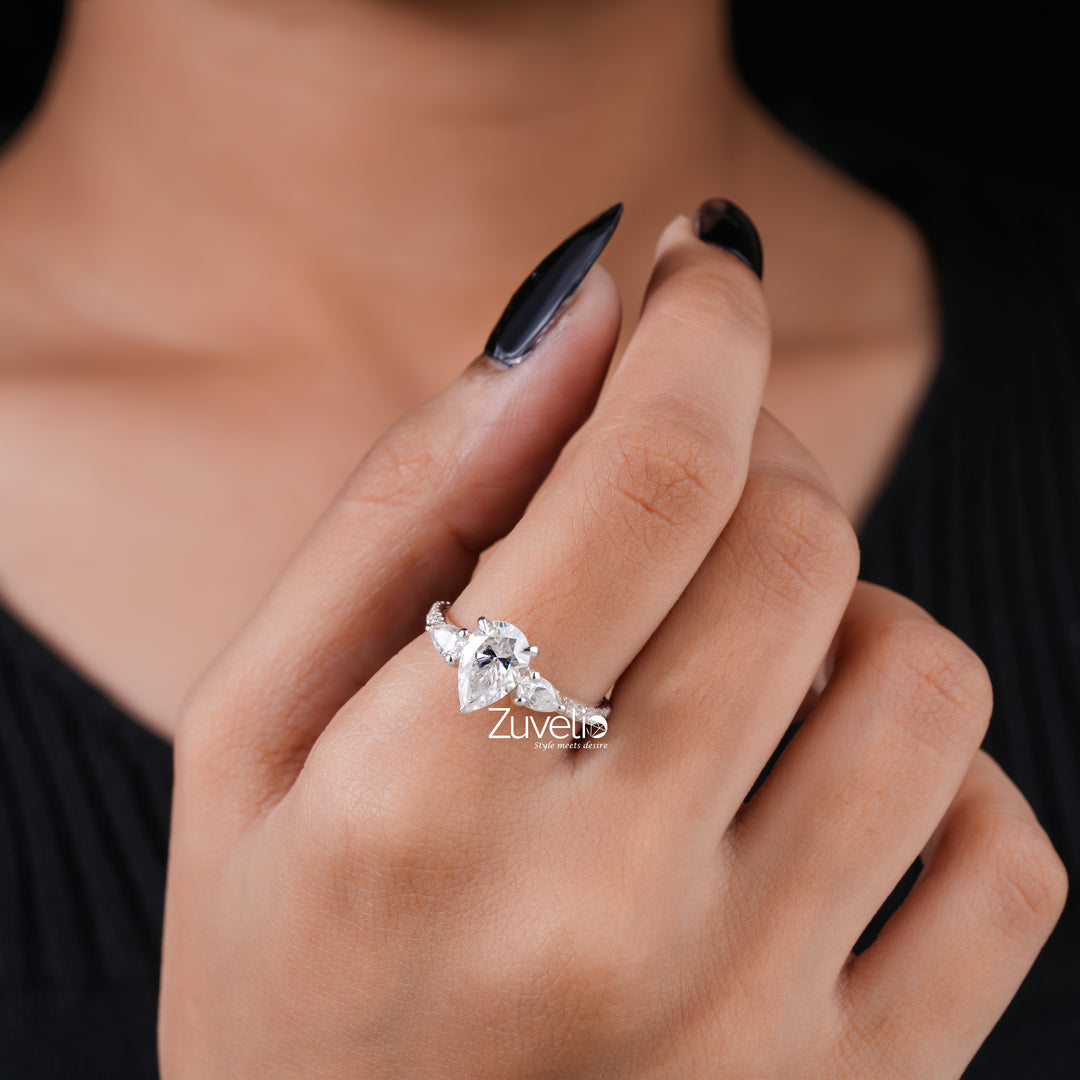 Pear Shaped Moissanite Ring