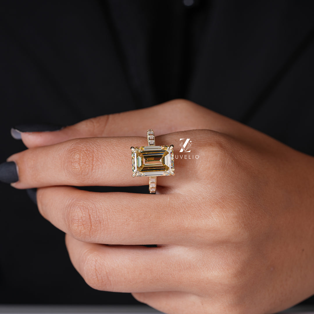 Champagne Emerald Cut Ring