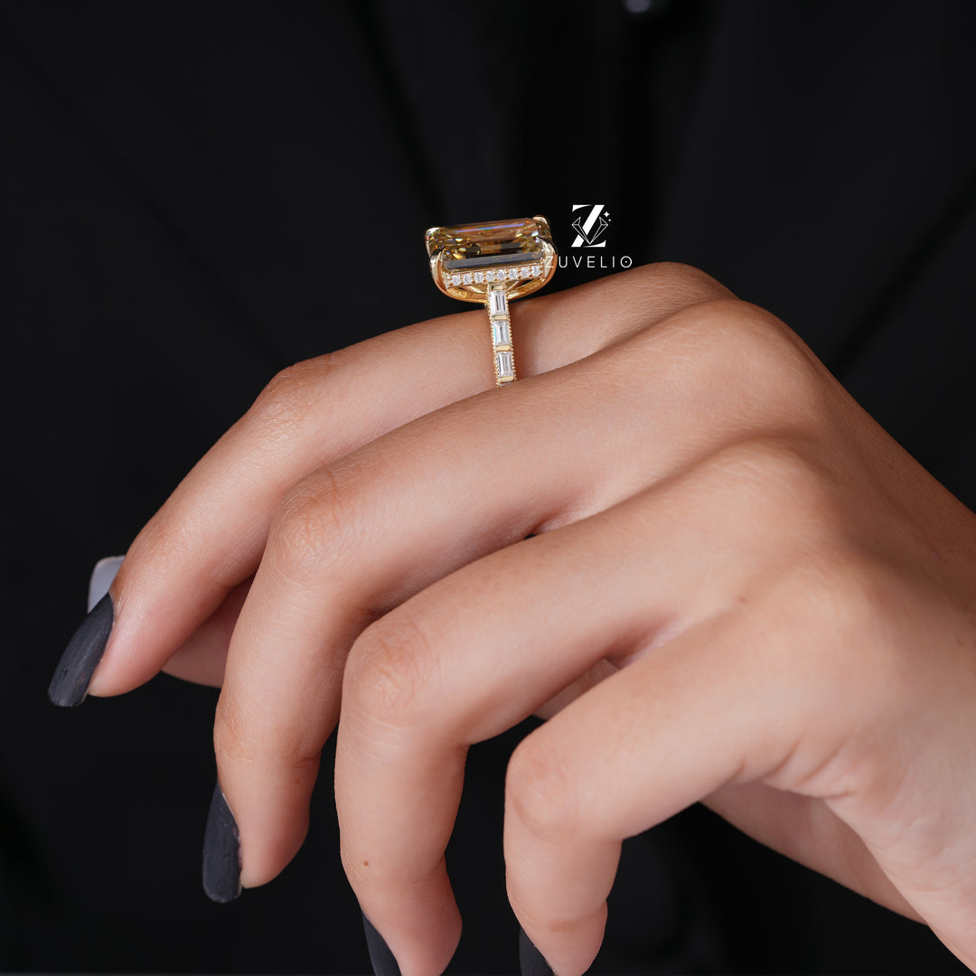 Champagne Emerald Cut Ring