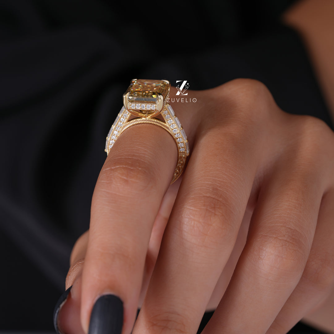 Champagne Emerald Cut Ring